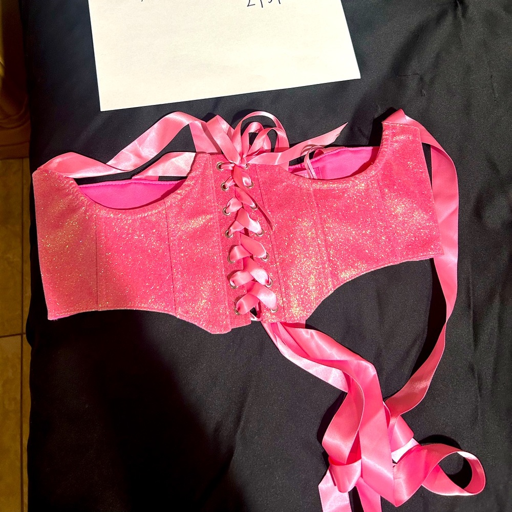 Dolls Kill Medium Pink Sparkly Corset